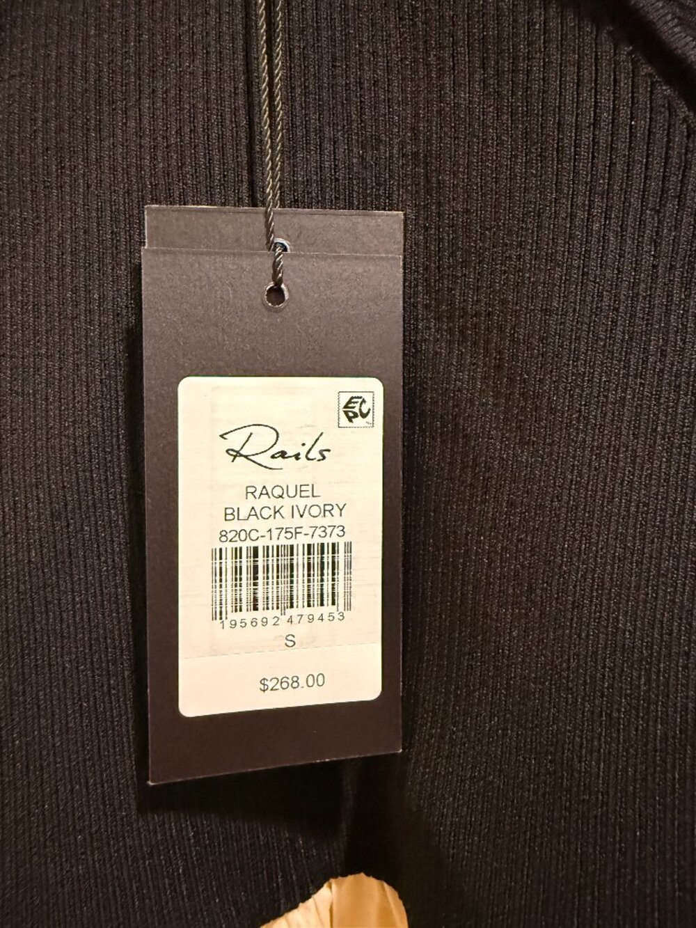 NWT Rails Raquel Dress Bodice Keyhole - Black Ivory - S - Picture 8 of 9